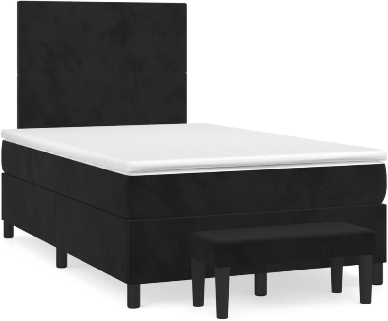Κρεβάτι Boxspring με Στρώμα Μαύρο 120x190 εκ. Βελούδινο Μαύρο 3270459