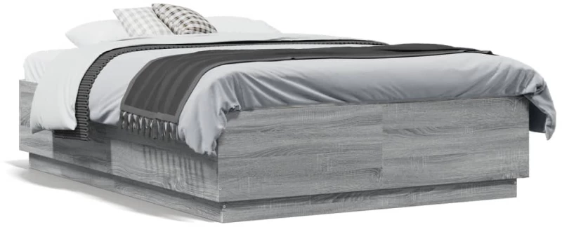 Πλαίσιο Κρεβατιού με LED Γκρι Sonoma 135x190εκ. Επεξ. Ξύλο Γκρι 3209651