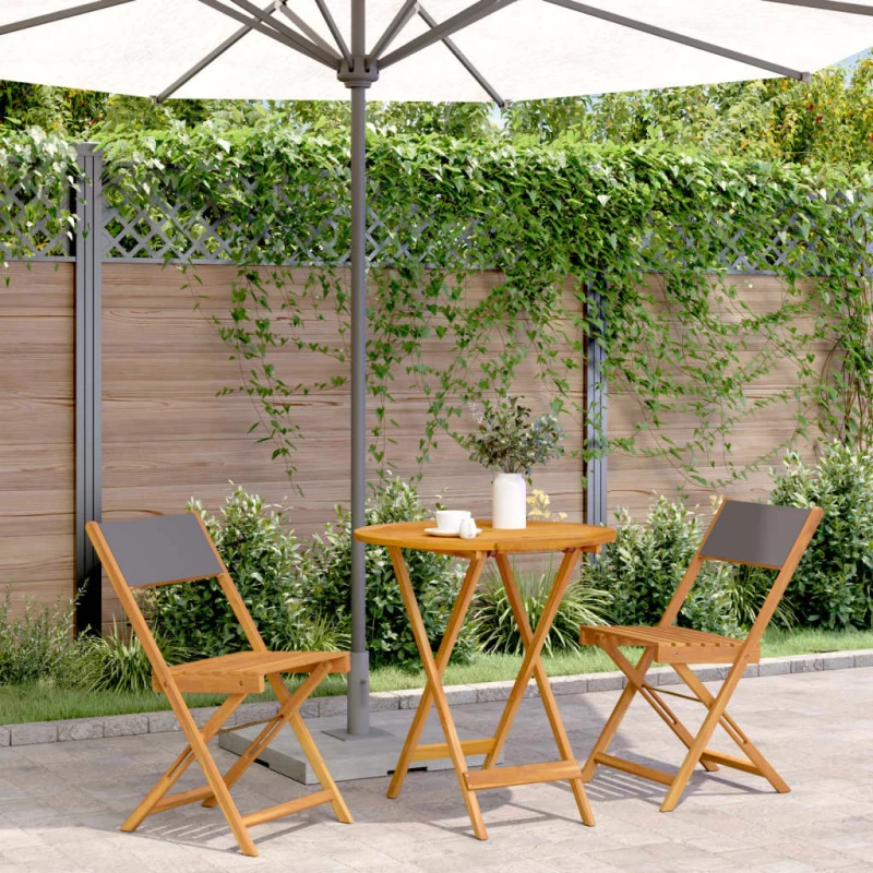 Σετ Επίπλων Bistro 3 τεμ. Ανθρακί Ύφασμα/Μασίφ Πεύκου Ανθρακί 3281845