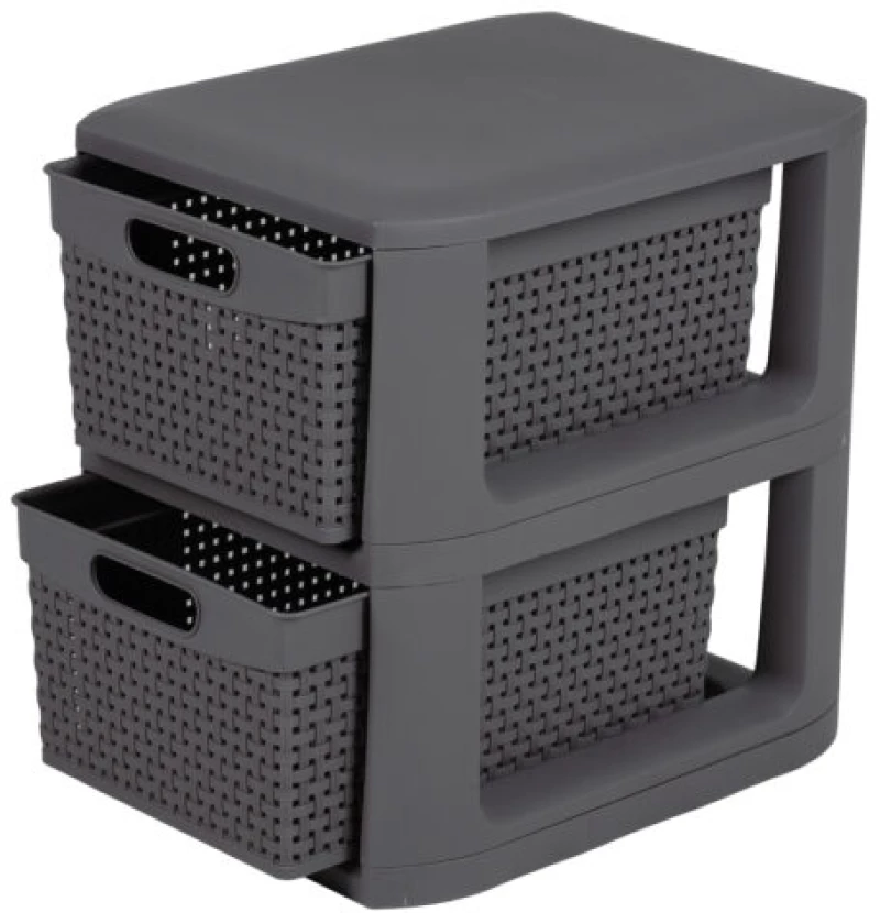 Homeplast Συρταριέρα Norma 2 διάτρητη Ανθρακί 33x26x34 cm