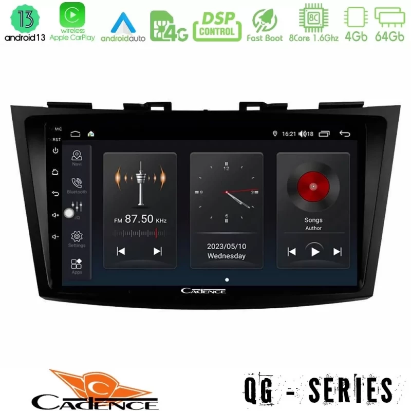 Cadence QG Series 8Core Android13 4+64GB Suzuki Swift 2011-2016 Navigation Multimedia Tablet 9" U-QG-SZ523