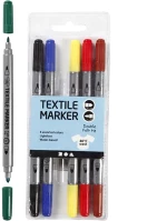 Μαρκαδόροι για ύφασμα σετ 6 τεμαχίων με διπλή μύτη, 34819