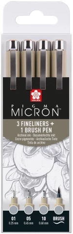 Πενάκια SAKURA PIGMA MICRON Light Cool Greys σετ 4 τεμαχίων