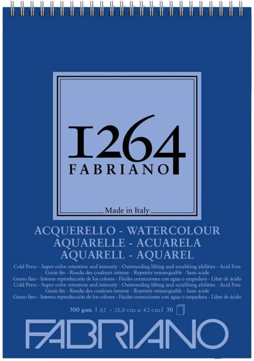 Μπλοκ ακουαρέλας FABRIANO 1264 A3, 30 φύλλων, 300gr