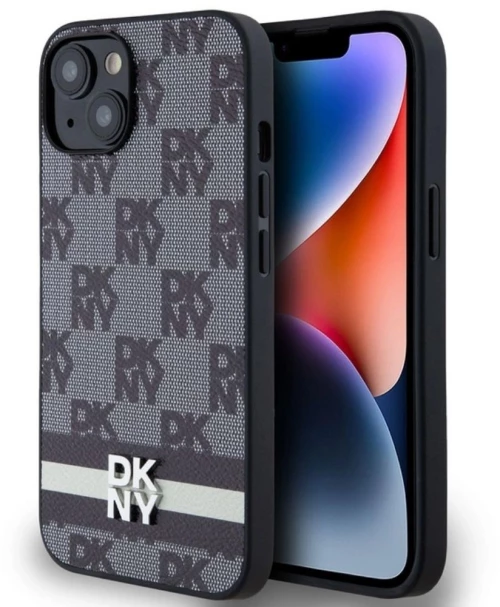 DKNY Θήκη PU Leather Checkered Pattern and Stripe iPhone 13 Black