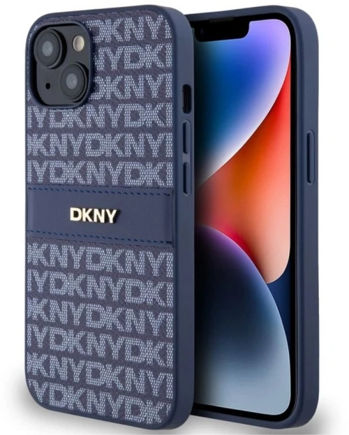 DKNY Θήκη PU Leather Repeat Pattern Tonal Stripe iPhone 14 Blue