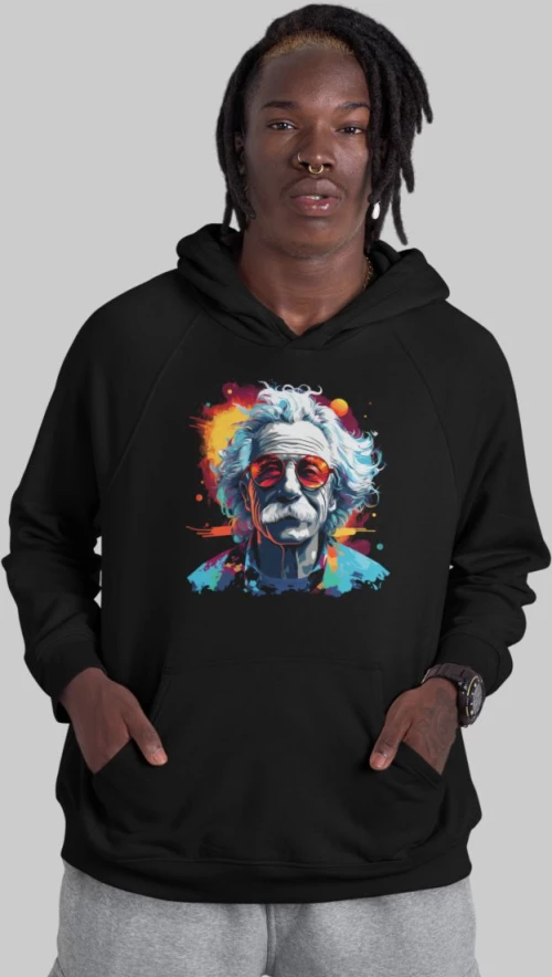 Albert Einstein Φούτερ με Κουκούλα - BLACK