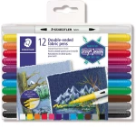 Μαρκαδόροι για ύφασμα με διπλή μύτη STAEDTLER σετ 12