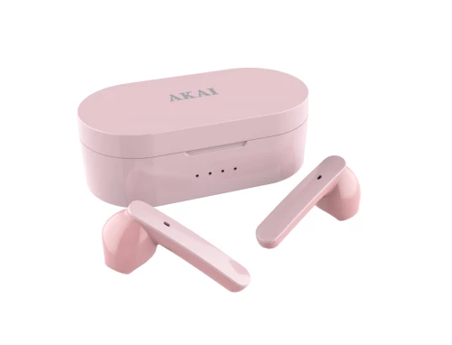 Akai BTE-J10P Ασύρματα Bluetooth V5.0 in-ear ακουστικά με μεταλλική βάση, Ροζ