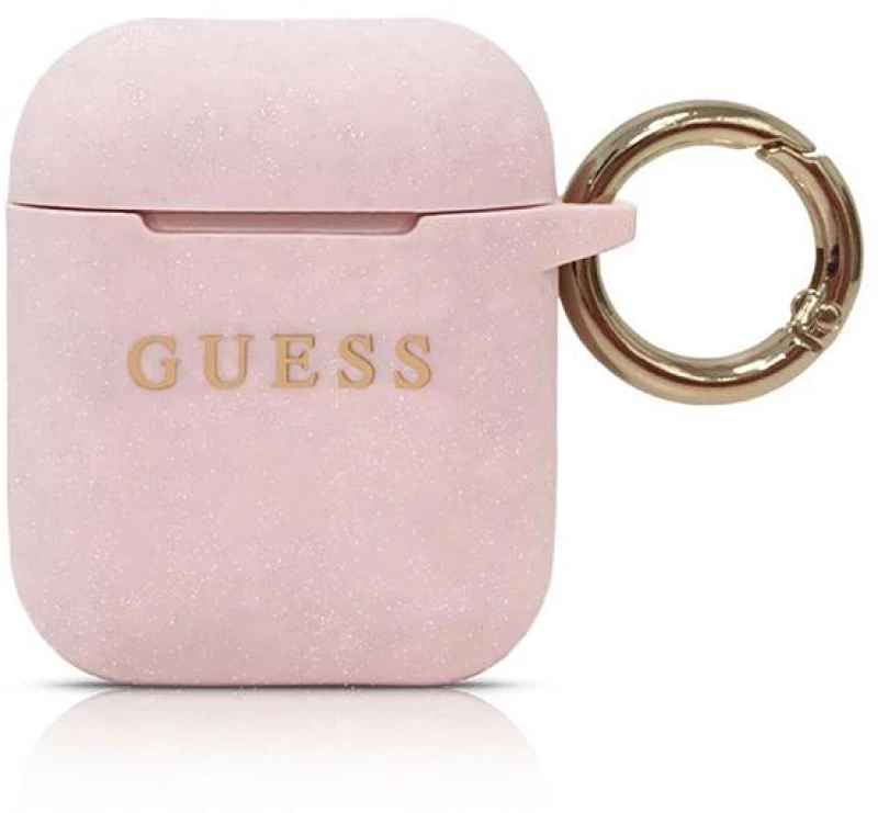 Guess GUACCSILGLLP AirPods cover light pink / pink Silicone Glitter