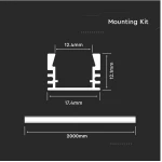 V-TAC Προφίλ Αλουμινίου για Ταινίες LED 2000x17.4x12.1mm Ασημί 3358