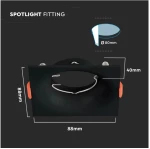GU10-FITTING SQUARE-BLACK 88x88x40mm
