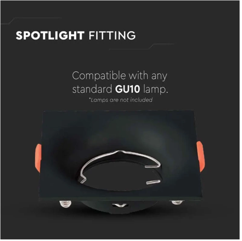 GU10-FITTING SQUARE-BLACK 88x88x40mm