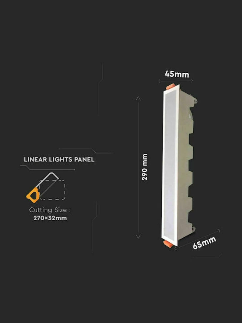 V-TAC LED PANEL ΧΩΝΕΥΤΟ ΓΡΑΜΜΙΚΟ ΙΣΙΟ 20W ΨΥΧΡΟ ΛΕΥΚΟ SKU: 6406
