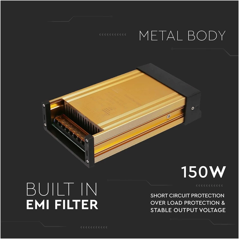 V-TAC Τροφοδοτικό Μεταλλικό/Πλαστικό IP45 DC:12V 150W 3231