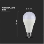 V-TAC Λαμπτήρας LED A65 E27 15W 230V 200° 1521lm IP20 Ψυχρό Λευκό 214455