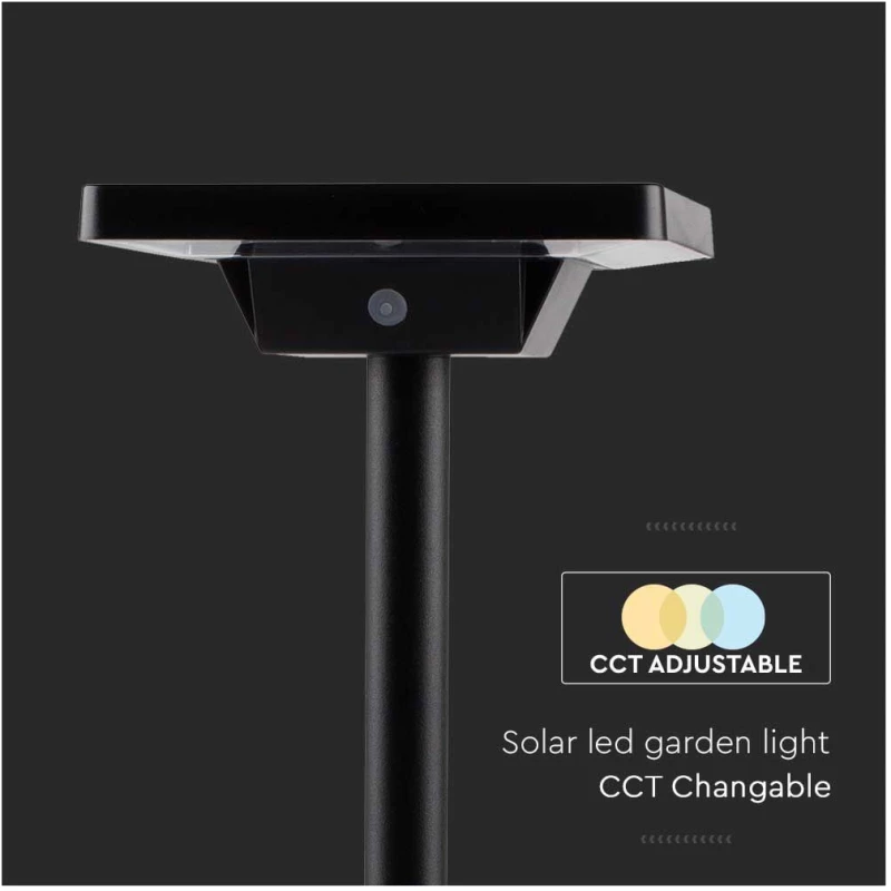 V-TAC Ηλιακό Φωτιστικό Κήπου Στύλος LED CCT 2W 220lm 110° IP65 2σε1 με Αισθητήρα Κίνησης Επιδαπέδιο ή Χωνευτό Μαύρο 10304