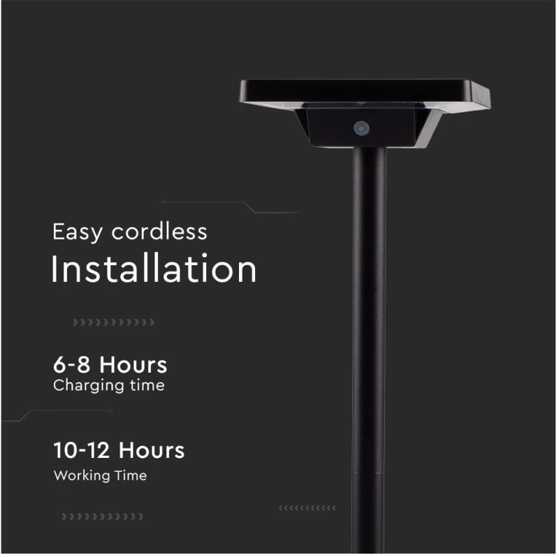 V-TAC Ηλιακό Φωτιστικό Κήπου Στύλος LED CCT 2W 220lm 110° IP65 2σε1 με Αισθητήρα Κίνησης Επιδαπέδιο ή Χωνευτό Μαύρο 10304