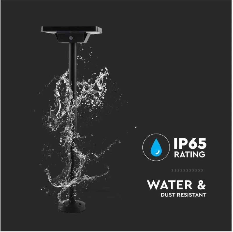 V-TAC Ηλιακό Φωτιστικό Κήπου Στύλος LED CCT 2W 220lm 110° IP65 2σε1 με Αισθητήρα Κίνησης Επιδαπέδιο ή Χωνευτό Μαύρο 10304