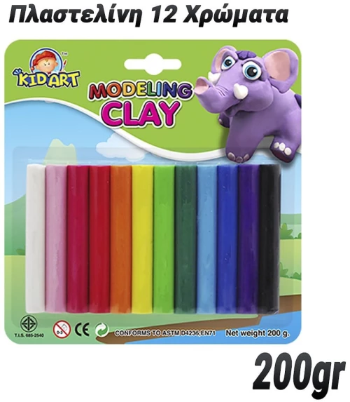 Πλαστελίνη 12 Χρώματα (200gr)