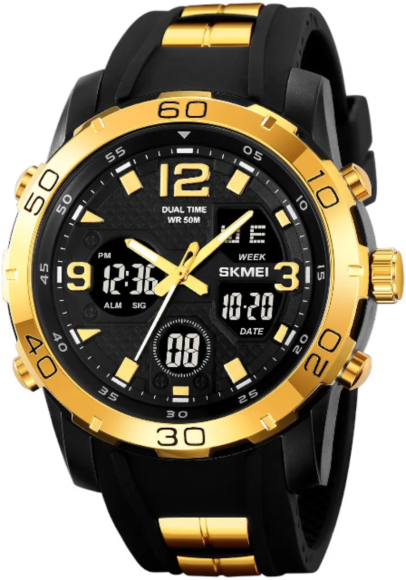 Ψηφιακό/αναλογικό ρολόι χειρός – Skmei - 2102 - Gold/Black