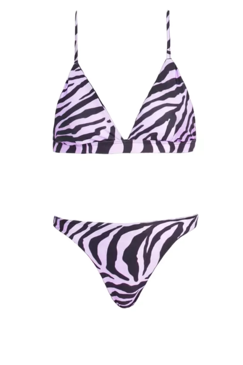 Gigi Bikinis - Μαγιό Σετ Μπικίνι Τριγωνάκι Zebra Print 3555542 Λιλά
