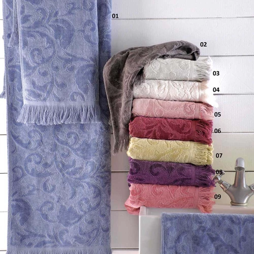 Sienna πετσέτα βαμβακερή ζακάρ κρόσσι χεριών γκρι ανοιχτό 30x50 εκ