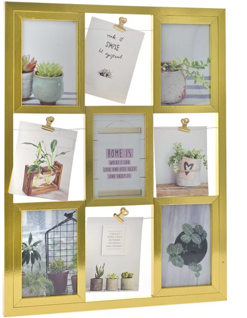 Πολυκορνίζα χρυσής απόχρωσης εννιά φωτογραφιών 62x40x2 εκ