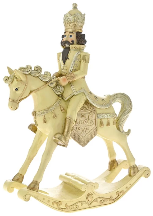 Χριστουγεννιάτικο διακοσμητικό καρυοθραύστης σε άλογο από πολυρεζίνη σε μπεζ χρώμα 23x9x30 εκ