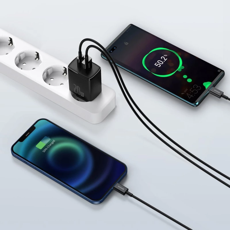 BASEUS φορτιστής τοίχου CCXJ-B01, USB & USB Type-C, QC3.0 20W, μαύρος CCXJ-B01