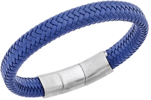Βραχιόλι Senza Men's Stainless Steel - Blue Leather Strap