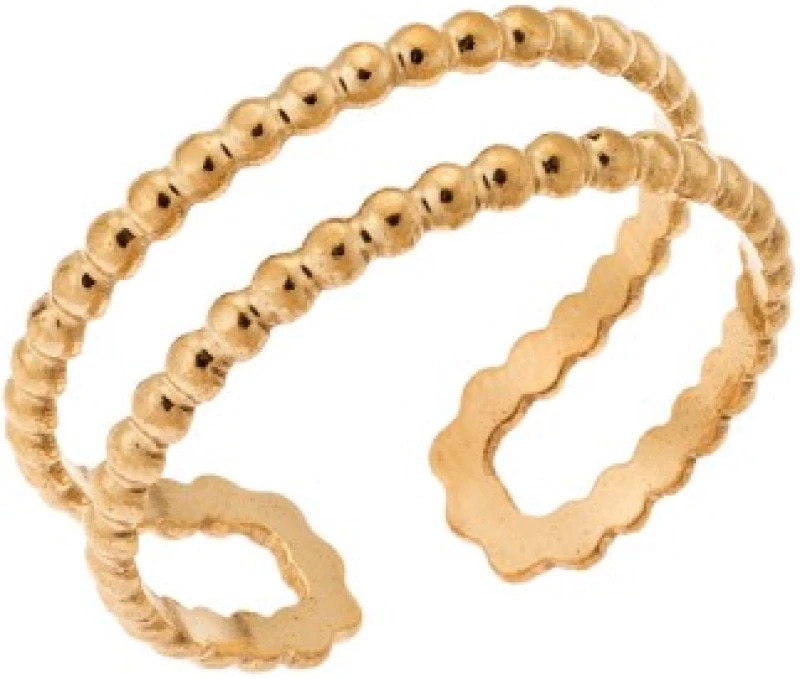 Δαχτυλίδι Senza Gold Plated Steel, διπλό βεράκι με άνοιγμα