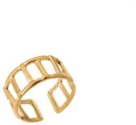Δαχτυλίδι Senza Gold Plated Steel, με άνοιγμα και παραλληλόγραμμα σχέδια