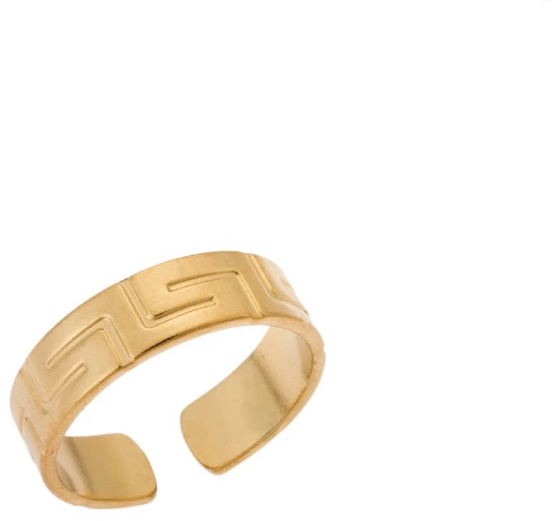 Δαχτυλίδι Senza Gold Plated Steel, με ανάγλυφο μαίανδρο