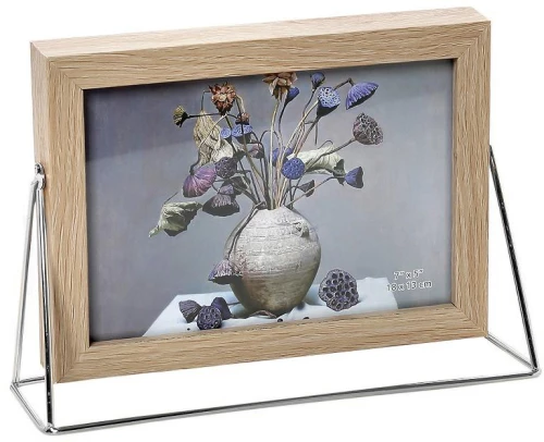 Minimal κορνίζα 24x18 εκ ξύλινη με ασημί βάση για φωτογραφία 20x15 εκ