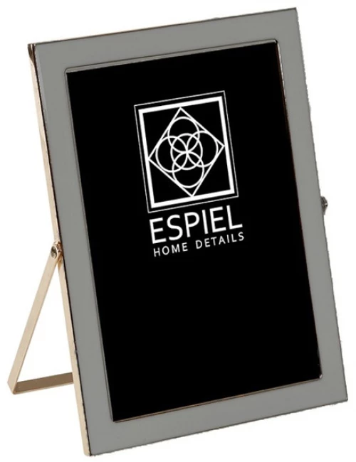 Μεταλλική κορνίζα με γκρι πλαίσιο και χρυσό φινίρισμα 10x15 εκ