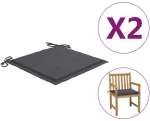 Μαξιλάρια Καρέκλας Κήπου 2 τεμ. Ανθρακί 50 x 50 x 3 εκ.