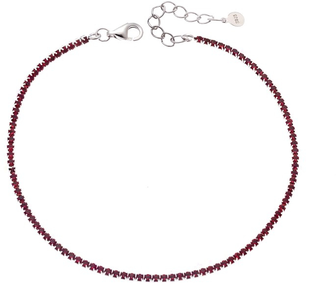 Βραχιόλι Senza από ασήμι 925, Ριβιέρα με κόκκινα ζιργκόν