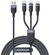 Καλώδιο Σύνδεσης USB 2.0 3in1 Joyroom Braided S-1T3018A18 USB A σε micro USB & USB C & Lightning 0.30m Μαύρο