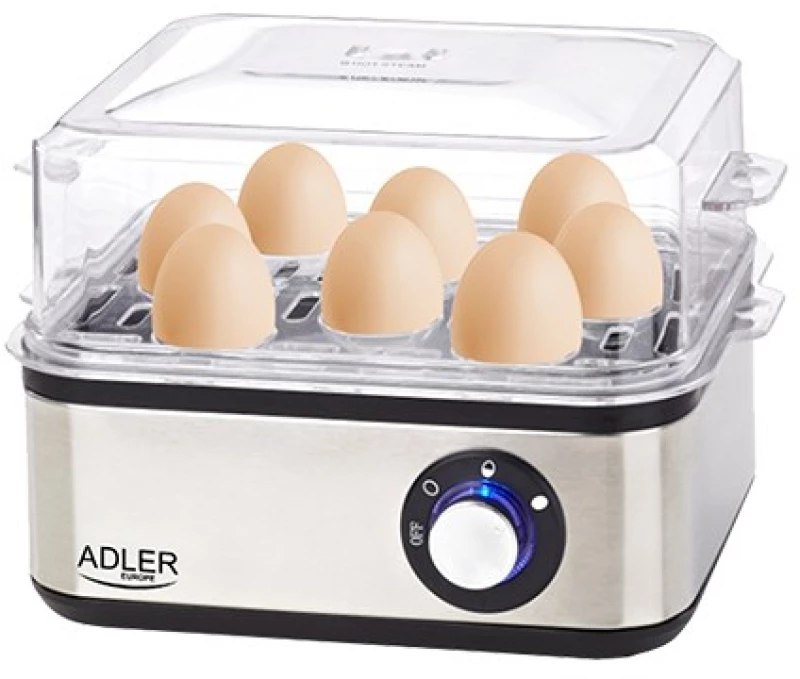 Adler AD 4486 egg cooker 8 egg(s) 800 W Black,Satin steel,Transparent