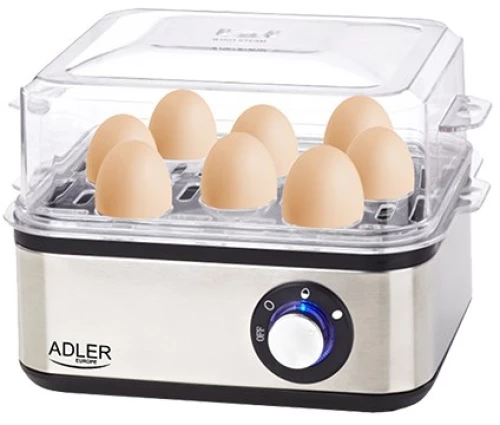 Adler AD 4486 egg cooker 8 egg(s) 800 W Black,Satin steel,Transparent