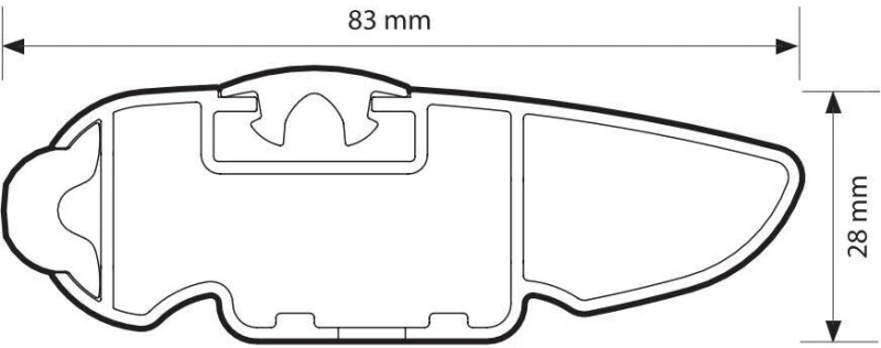 ΜΠΑΡΑ ΟΡΟΦΗΣ  ΑΛΟΥΜΙΝΙΟΥ 114cm ΑΣΗΜΙ SILENZIO CX ORIGINE SYSTEM ( STANDARD / FLUSH RAILING) NORDRIVE - 1 ΤΕΜ.