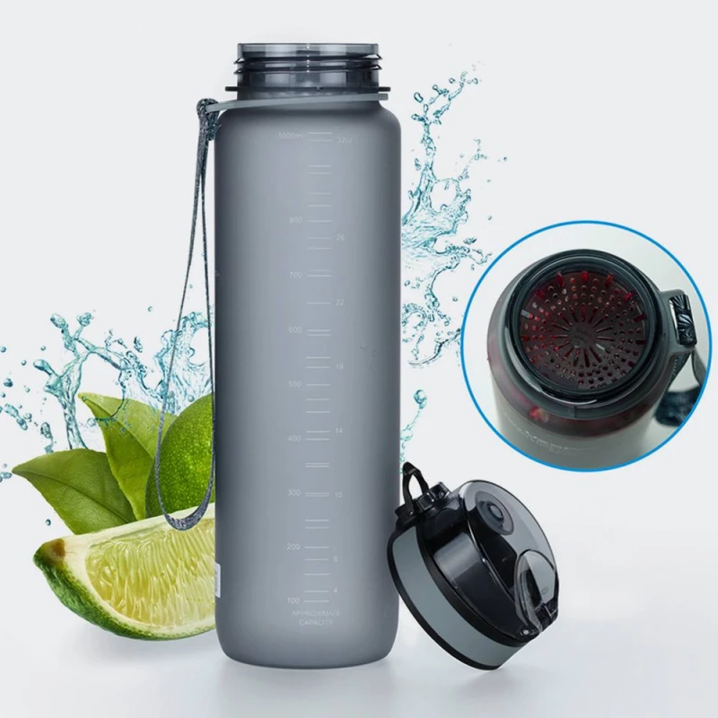 UZSPACE Leakproof Tritan Bpa Free Plastic Water Bottle 1000ml - 3038-PINK-CYAN