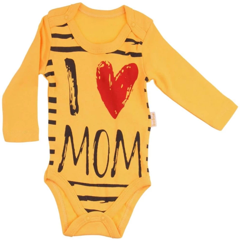 Κορμάκι Βρεφικό Μακρύ Μανίκι Love Mom D2255 - ΚΙΤΡΙΝΟ