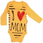 Κορμάκι Βρεφικό Μακρύ Μανίκι Love Mom D2255 - ΚΙΤΡΙΝΟ