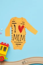 Κορμάκι Βρεφικό Μακρύ Μανίκι Love Mom D2255 - ΚΙΤΡΙΝΟ