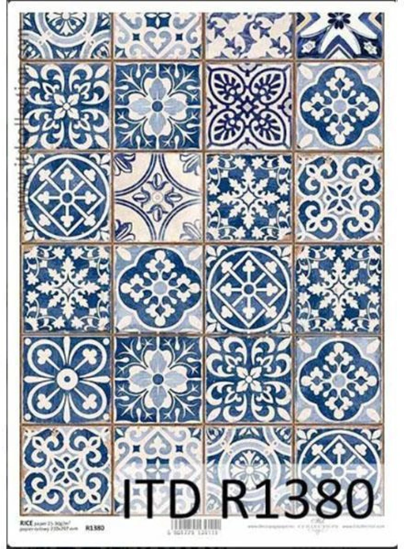 443393 ΡΙΖΟΧΑΡΤΟ "VINTAGE-BLUE TILES" 21X29ΕΚ. (ITD-R1380) ΠΑΚ