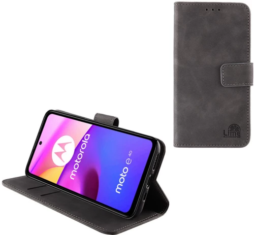 LIME ΘΗΚΗ MOTOROLA MOTO E40 XT2159-9 6.5" ESSENTIAL MAGNET BOOK STAND CLIP GREY
