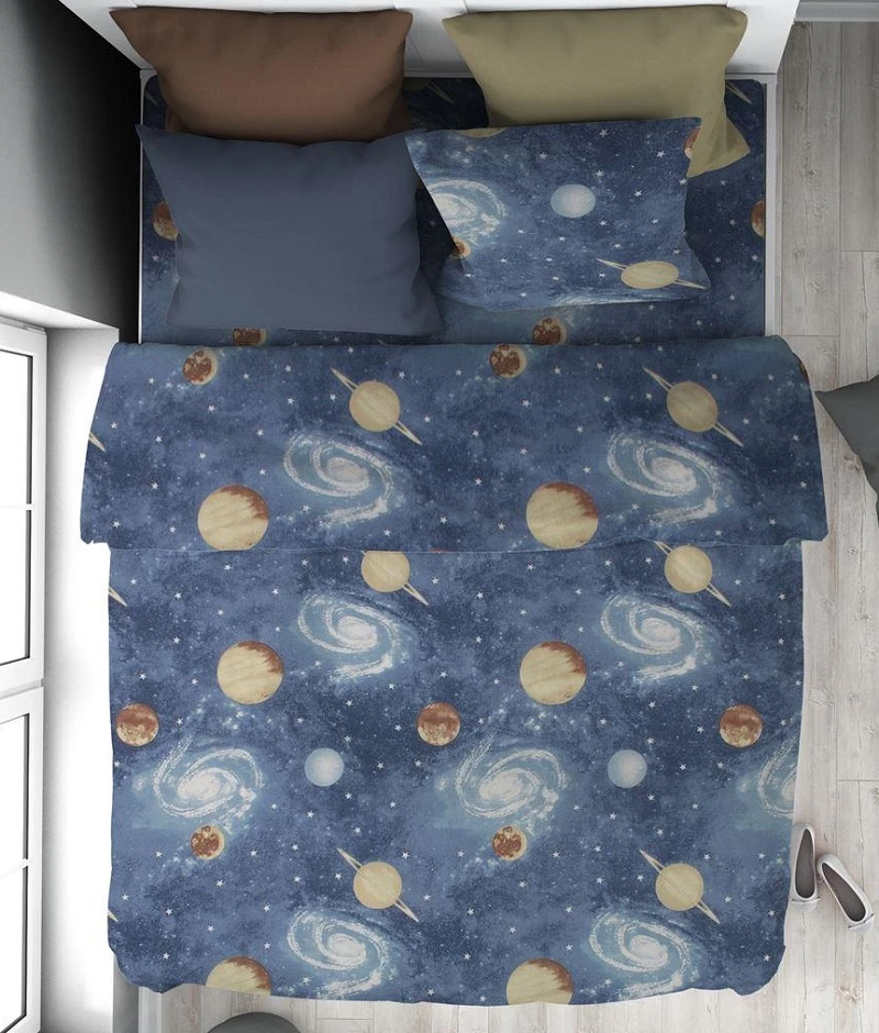 Σετ Σεντόνια Μονά 2τμχ (160x240) Milky Way 185 Blue βαμβακερά DimCol