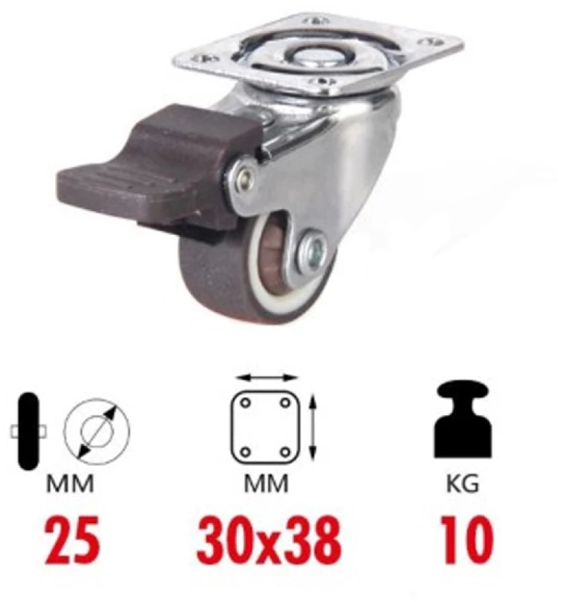 Ρόδα Περιστρεφόμενη 25mm/1.0" με Φρένο 1τμχ 1199-34
